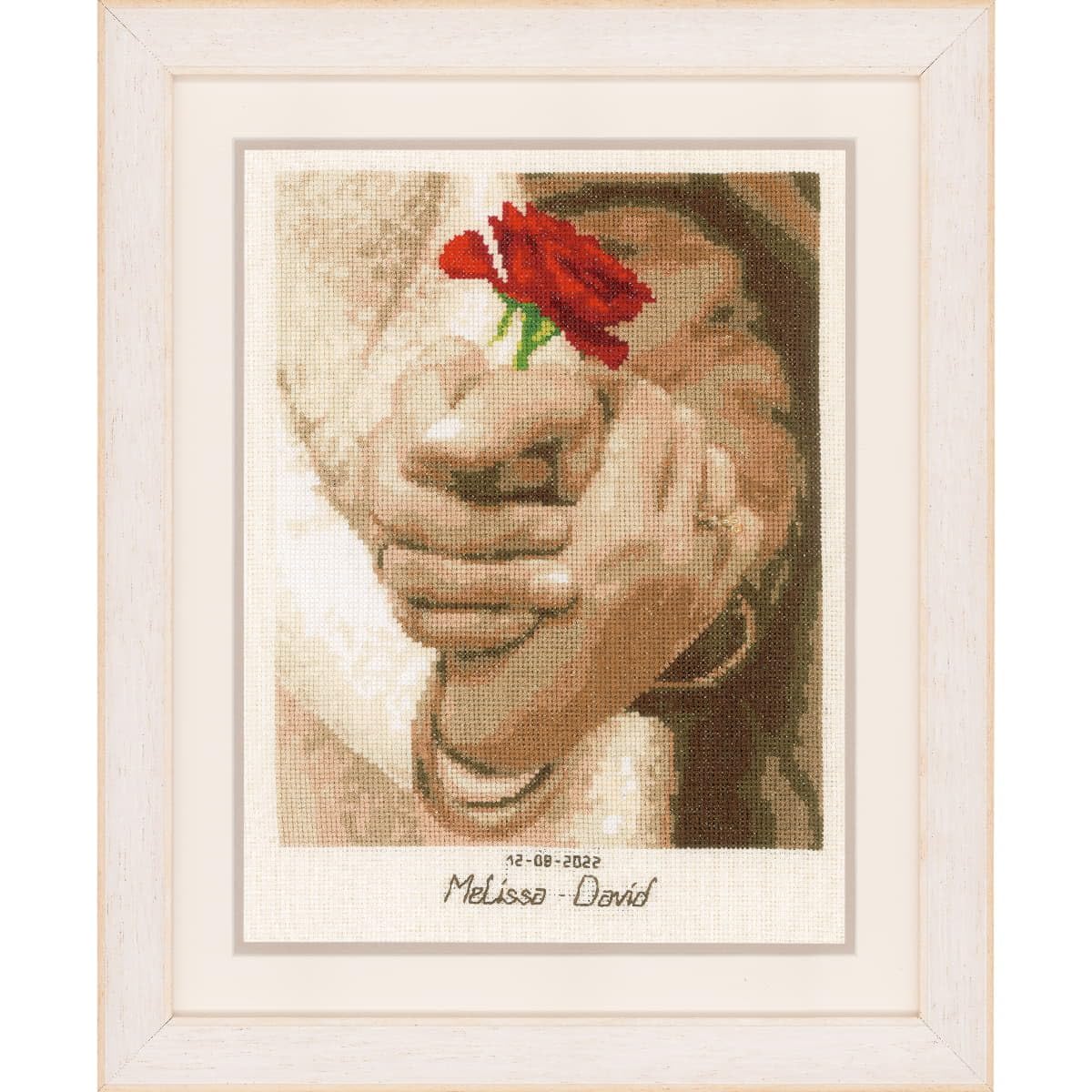Vervaco Counted Cross Stitch Embroidery Kits DIY Embroidery Pictures Wedding Decoration Wedding Rose Wall Decoration Handmade Set for Adults Creative Approx. 21 x 28 cm Wedding Gift Cross Stitch