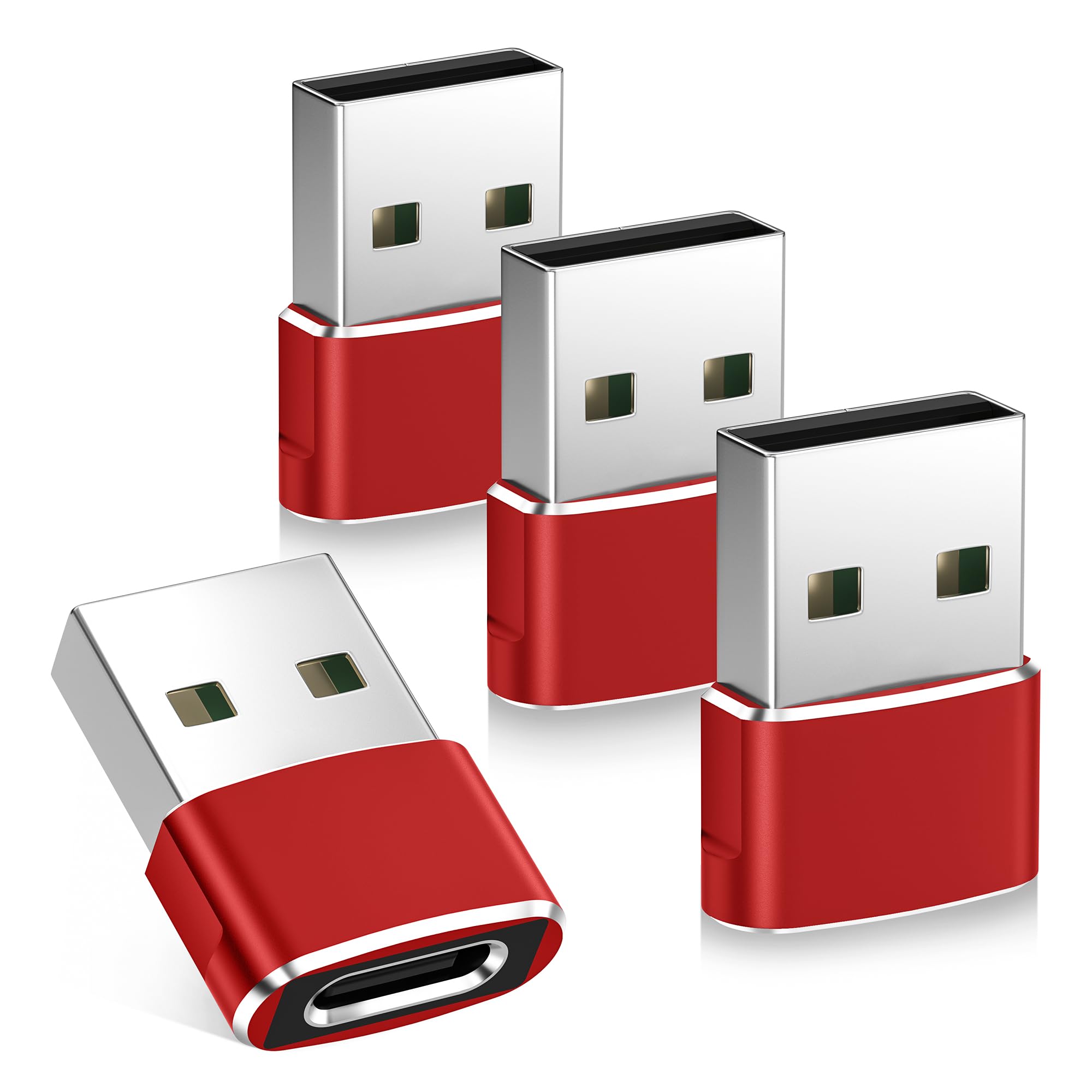 BASESAILOR USB to USB C Adapter 4Pack,Type C Female to A Male Cable Converter for Apple Ultra iWatch 11,iPhone 17 16 15 14 13 12 Pro Max Plus,Airpods Pro 3,iPad 8th 9th 10th Air 4th 5th Mini 6 7 Gen