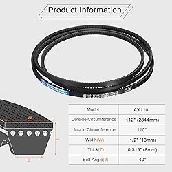 uxcell 2Pcs AX110 EPDM V-Belt, Raw Edge Cogged