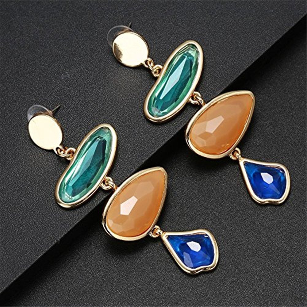 Fashion Creative Colorful Crystal Women Earrings Set Chunky Teardrop Gemstone Drop Dangle for Girls - Style 6