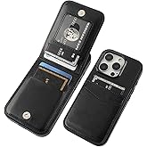 KIHUWEY Compatible with iPhone 16 Pro Case Wallet with Credit Card Holder, Flip Premium Leather Magnetic Clasp Kickstand Heavy Duty Protective Cover for iPhone 16 Pro 6.3 Inch (Black)