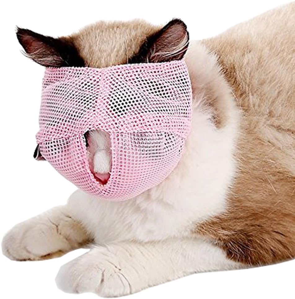 QBLEEV Cat Muzzles Grooming Tools, Breathable Adjustable
