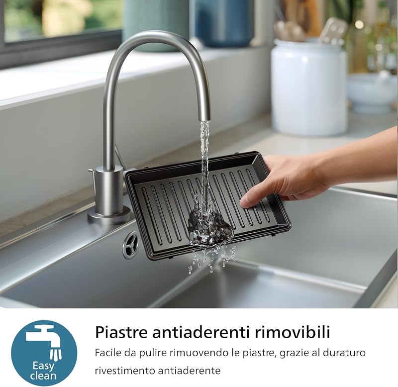 Tostiera per Panini 5000, Set di 3 Piastre Intercambiabili, 750W