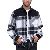 IBTOM CASTLE Men's Flannel Shirts Casual Button Down Plaid Shirt Jacket Long Sleeve Shacket with Pockets