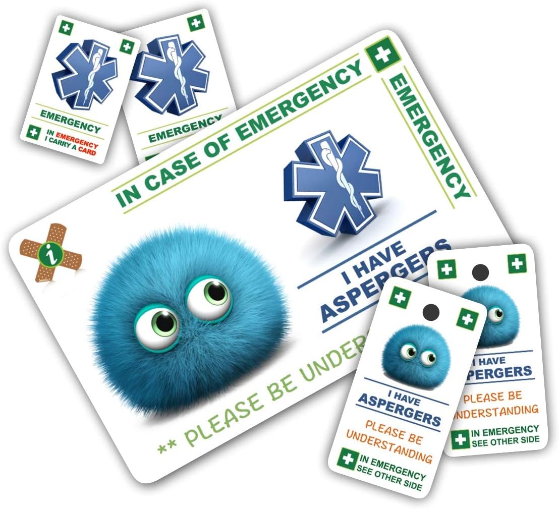 ICEcard CHILD ASPERGERS In Case of Emergency (I.C.E.) Pack with 1 Card, 2 Key Rings & 2 Stickers from Created Specifically for Children with Aspergers
