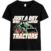 Boys T-Shirt Tee for Kids Short Sleeves Shirt Tractor Excavator Monster Truck Tops Clothes Cotton 2-7T