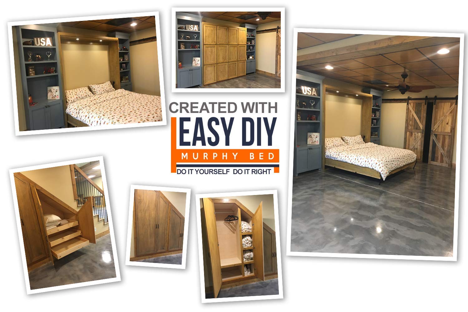 Murphy Bed Queen Size Hardware Kit DIY Wood Frame Folding