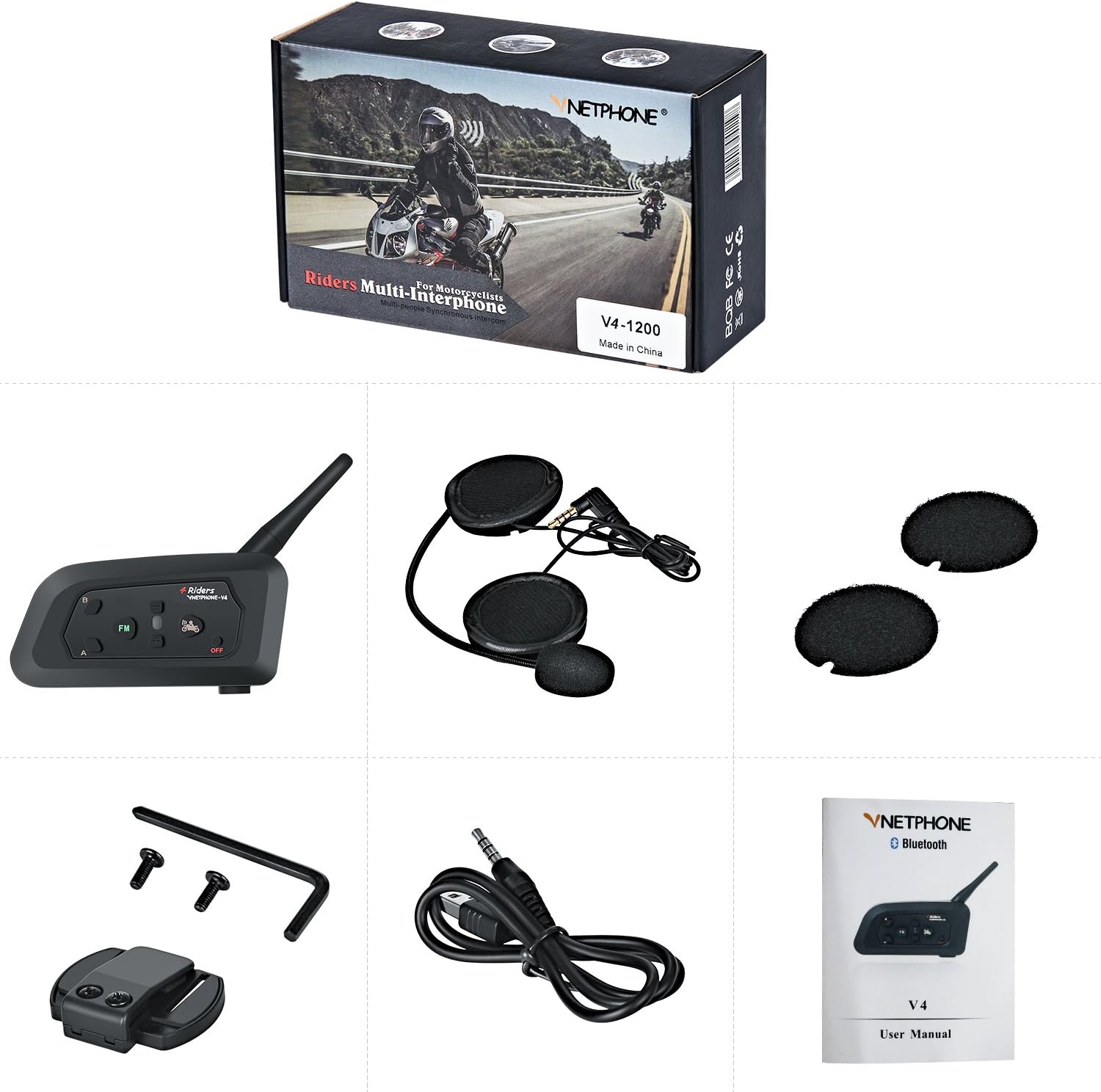 EJEAS V4 intercomunicador inalámbrico Dúplex Completo, Alcance de 1200 m,  Manos Libres, Ideal para esquí y Equitación Interfono inalámbrico con  Bluetooth para Motocicleta microbiome.com.tr