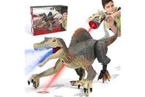FRUSE Remote Control Dinosaur Toys,Electric RC Spinosaurus w/Light Tracing & Spray Mist,Dinosaur Robot Toys Powered by Rechargeable Battery,Jurassic Dinosaur Toys for Boys Girls Kids Age 3 4 5 6 7 8