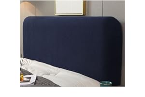 CAMZ Stretch Bed Headboard Cover Cal King Twin Full Queen Size, Jacquard Headboard Slipcover Dustproof Bed Head Protector Cover for Bedroom Décor (Navy Blue,King:200cm/79in)
