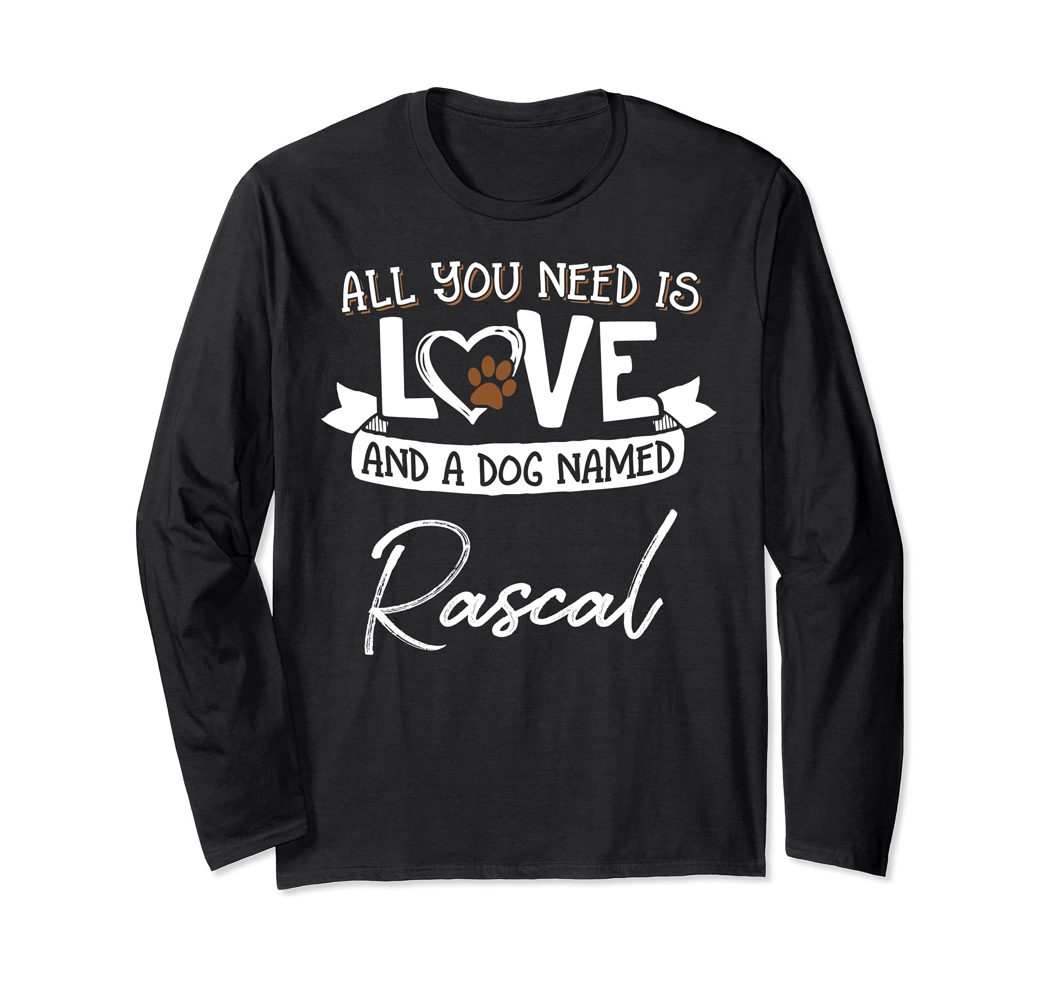 Cute Dog Named Rascal Design for Women and Men Long Sleeve T-Shirt