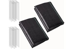 LIUJIAYI 2.4oz-2 Pack 4FTx50FT + 30 Pegs Weed Barrier Landscape Fabric - Durable Weed Block Ground Cover Mat, Woven Geotextile for Underlayment, Commercial Driveway Stabilization, Weed Control Cloth