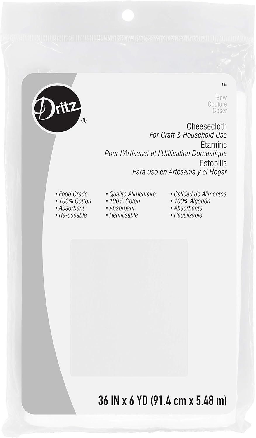 Dritz Cheesecloth-36-inch x 6yd, Cotton, White, 1 Count (Pack of 1) - Image 3