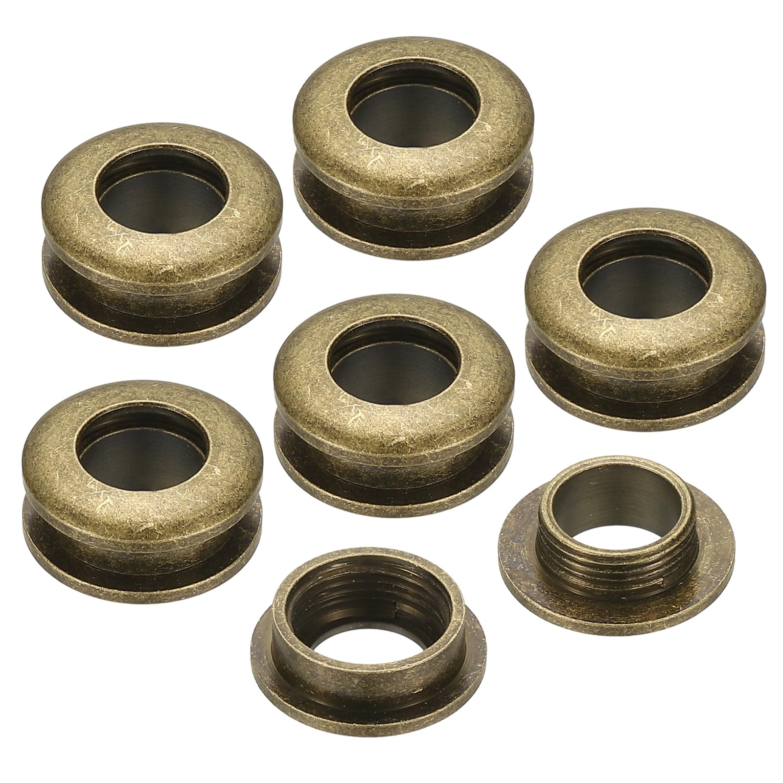 PATIKIL 8mm(1/3 inch) Solid Brass Hole Eyelets, 6 Pcs Arc Surface Self Backing Grommets with Washer for Shoes Clothes Crafts Bag Leather Craft, Bronze