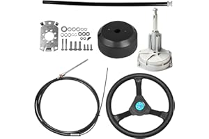 JNDO 10/12/13/14/15FT Boat Steering Cable Kit Outboard Steering Cable Boat Steering System Kit with 12.5 Inch Wheel Rotary Helm