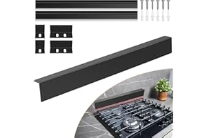 ITSNIO 30" Slide-in Range Rear Filler Kit,Stove Gap Filler Strip, Stainless Steel Backsplash for Stove, Stove Trim Kit with Most Brands Between Stove and Backsplash(Black) With 2 PCS Stove Gap Covers