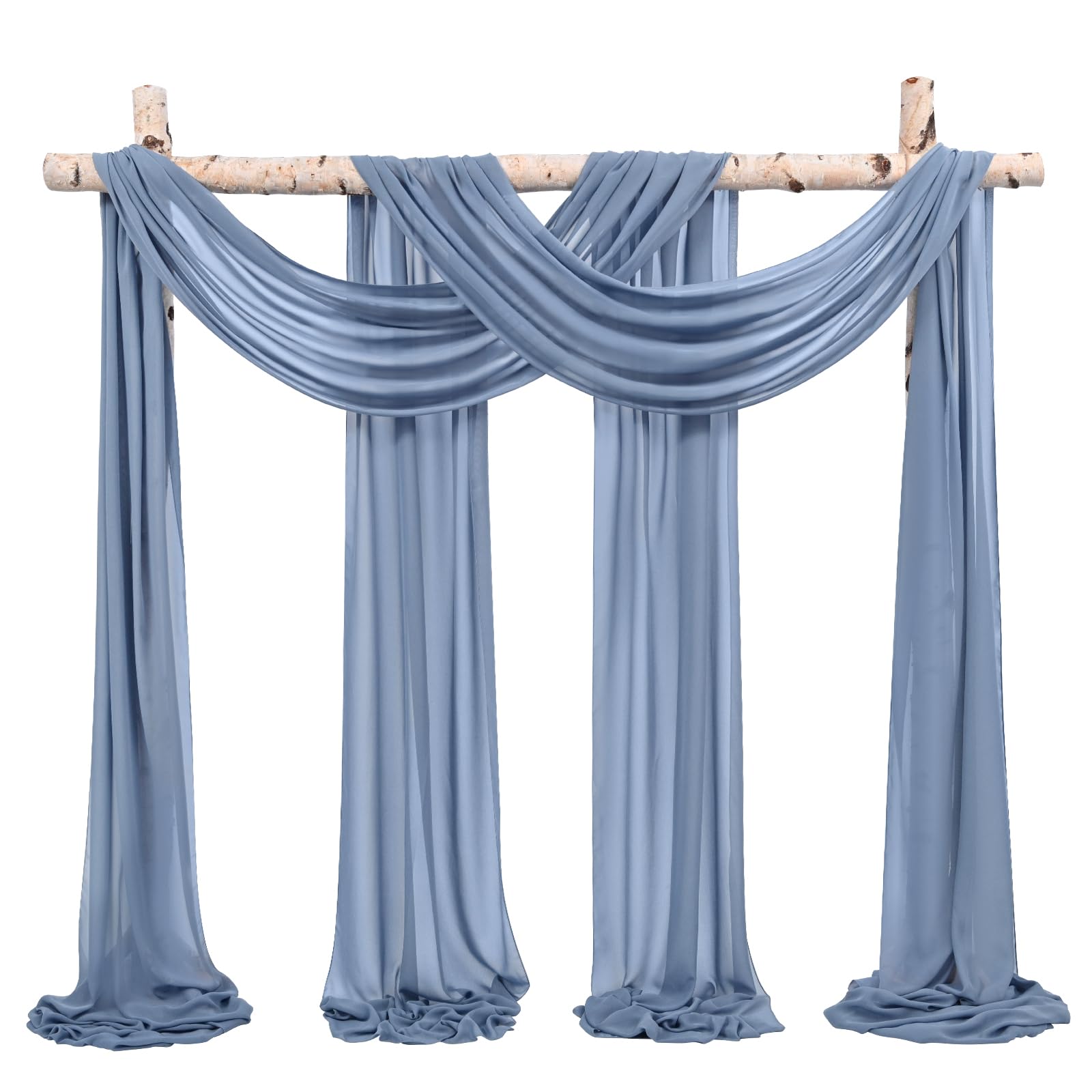 Showgeous Wedding Arch Draping Fabric 2 Panels 28" x20Ft Dusty Blue Chiffon Fabric Drapery Wedding Arch Drapes Chiffon Sheer Backdrop Curtains for Arbor Wedding Archway Ceremony Ceiling Decorations — image 1