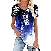 BETTE BOUTIK Women's Summer Tunic Tops Flowy Flare Botton Down Shirts Blouses S-3XL