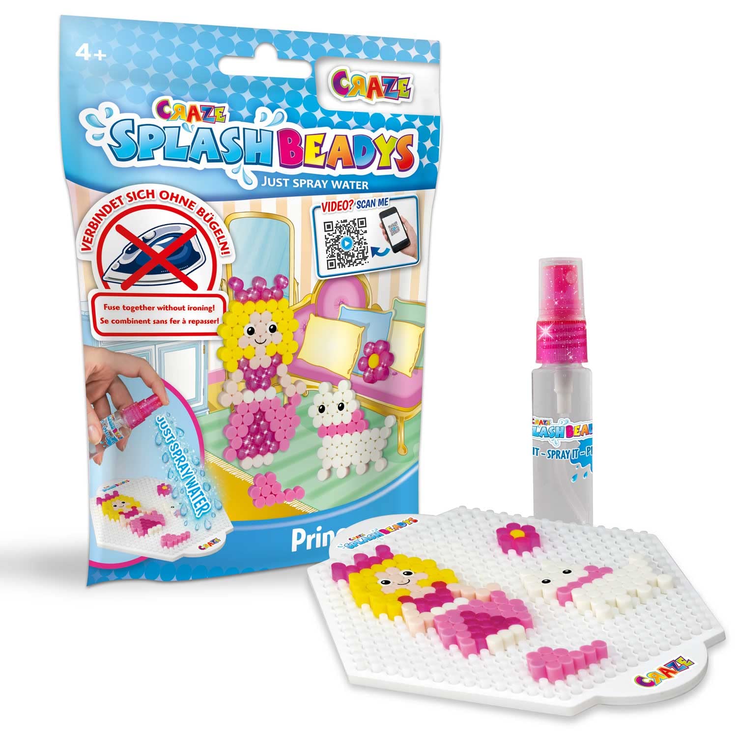 Craze Splash BEADYS 26069 Princess Iron-On Beads Glitter No Ironing Princess Foil Bag Starter Pack Water Beads Craft Set Children's Ironing Beads 5 mm Craft Beads