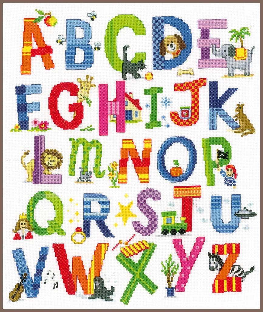 Vervaco Animal Alphabet Counted Cross Stitch Kit, Multi-Colour, Fabric