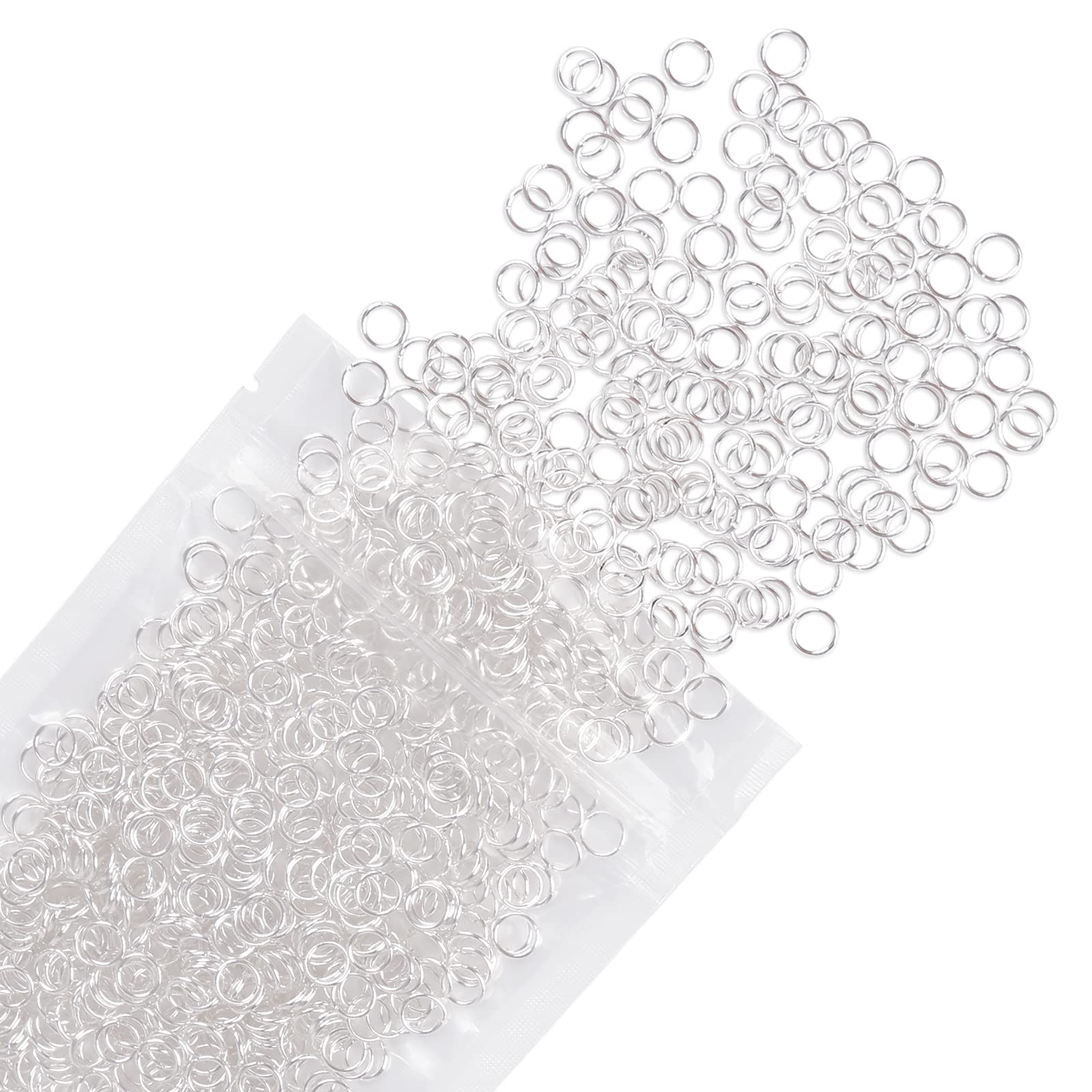 Uniclife 6 mm Silver Jump Rings for Jewelry Making Open Single Loops Mini Ring Connectors for Keychains and Necklace Repair (1000 PCS)