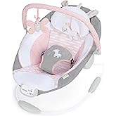Ingenuity Soothing Baby Bouncer Infant Seat with Vibrations, Toy Bar & Sounds, 0-6 Months Up to 20 lbs (Pink Flora the Unicor