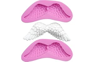 Angel Wing Silicone Resin Molds, 2 Pieces with Hole Fondant Molds for Making Wings Pendants, Cake Decoration, Cupcake Toppers
