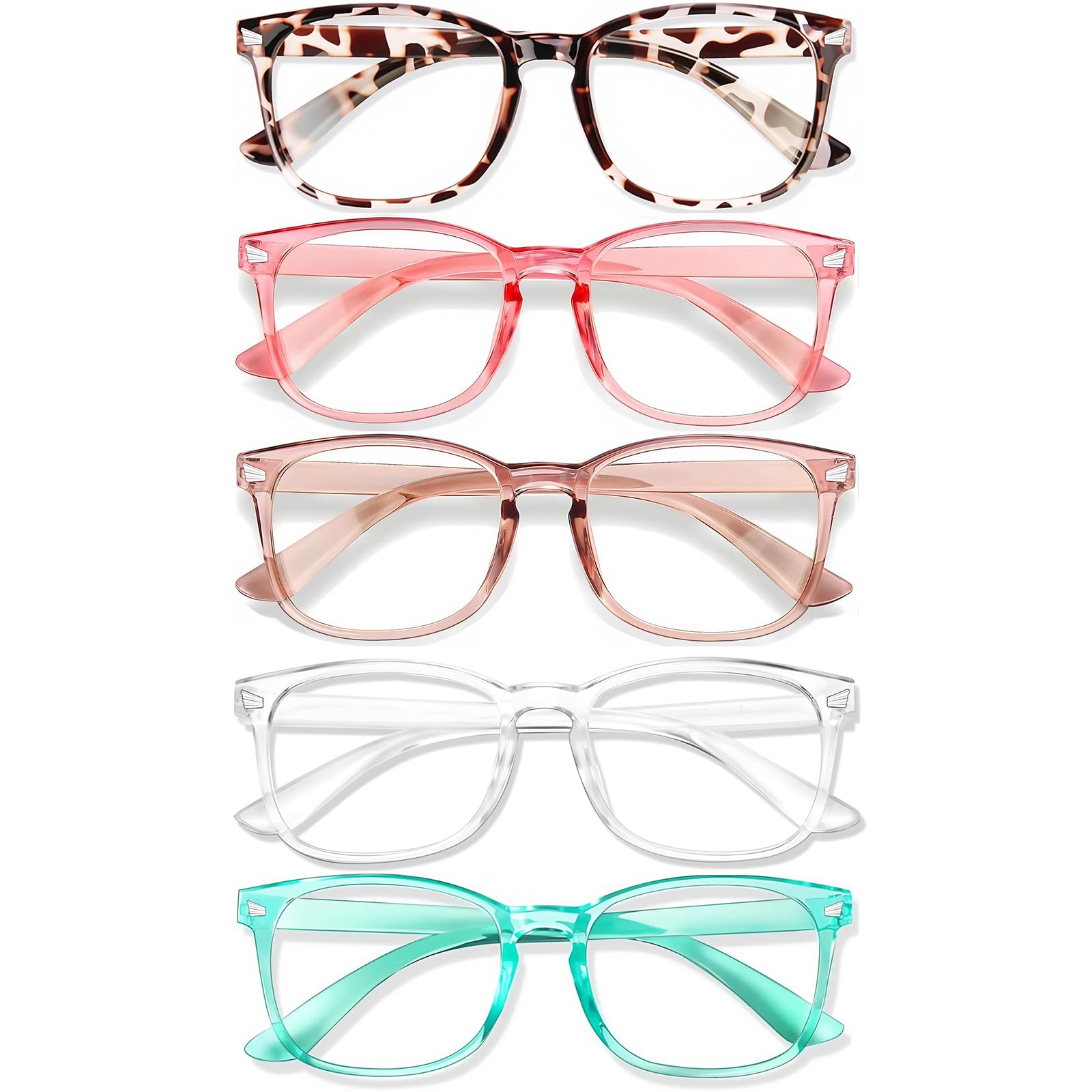 Photo 1 of WINTOO Blue Light Glasses for Woman Men | 99% Blue Light Blocking Glasses for Computer Gaming TV Phone Screen Square Frame | Anti Eyestrain & UV Glare Protection - 5 Pair