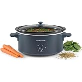 Hamilton Beach 6 Quart Slow Cooker With Space-Saving Folding Handles | 3 Heat Settings | Dishwasher Safe Stoneware Crock &amp; Glass Lid | Kitchen Makeover Blue | 33608