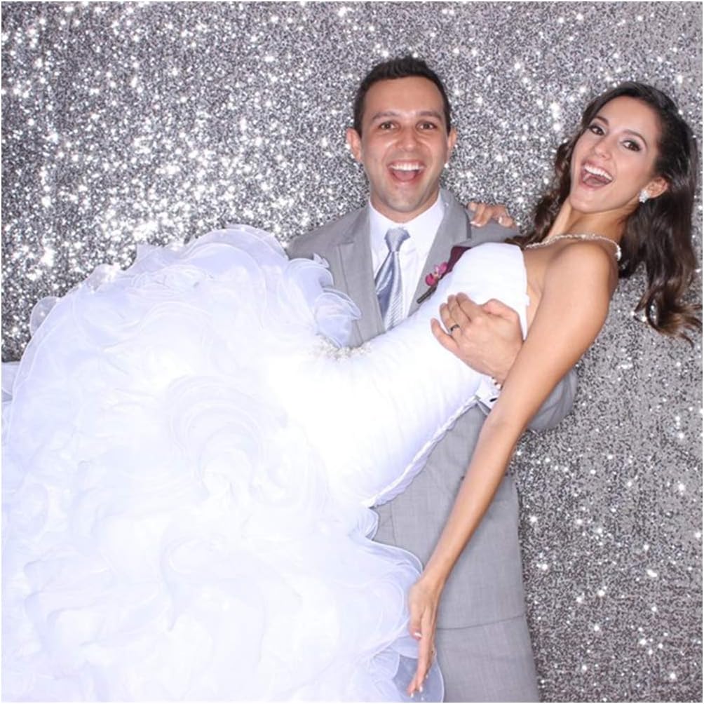 B-COOL Silver Sequin Backdrop 7ftx7ft Photography Backdrop Sequin Backdrop Photography Curtain Backdrop Wedding Photo Booth Curtains Studio Background Sparkly Sequin Background