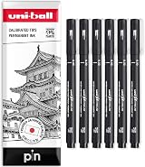 uni-ball PIN Fineliners 0.2mm Pack of 6 Black Fine Tip Ink Pens