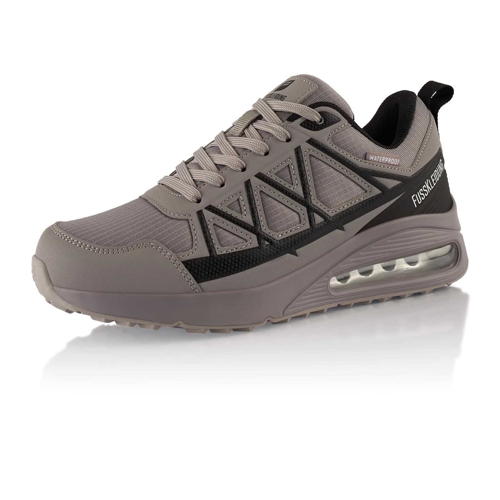 Fusskleidung® Damen Herren Wanderschuhe wasserdichte Trail Running Trekkingschuhe Grau Schwarz EU 36