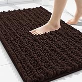 Smiry Bathroom Rugs Mat 30x20, Extra Soft Absorbent Chenille Bath Rugs, Non Slip Rubber Backing Machine Washable Quick Dry Bath Mats for Bathroom Floor, Tub, Shower, Home Decor Accessories, Brown
