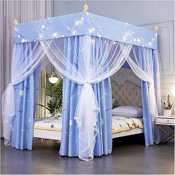 HQAA Bettwäsche Moskitonetz DREI Seitenöffnungen Bett Baldachin Vier