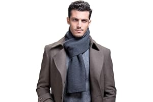 RIONA Men's 100 Australian Merino Wool Scarf Knitted Soft Warm Neckwear