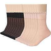 Justay 15 Pairs Sheer Ruffle Socks Woman Summer Cool See Through Thin Stocking Cute Frilly Lace Crew Socks