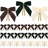 GYGOT 24 Pcs Velvet Bows for Christmas Tree,Small Christmas Bows for Gift Wrapping,Velvet Ornaments Vintage Ribbon Bow for Garland Wreath Rustic Holiday Decoration,1” Wide,3.5 x 3.5 in
