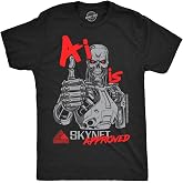Mens Terminator 2 T-Shirt Funny Retro T2 Movie Graphic Tees | Funny T Shirts, Graphic Apparel for Men, Cool Movie Short Sleeve, Soft Cotton Blend, Novelty Tees for Guys