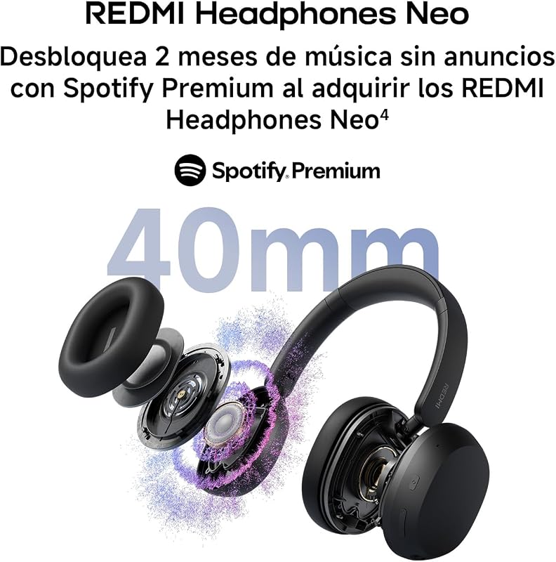 Redmi Headphones Neo, Auriculares Inalámbricos, ANC, Negro