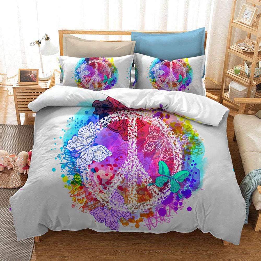 Amazon Com Tookkata 1 Set 3d Hippie Peace Sign Comforter Quilt