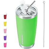 BJPKPK 20 oz Insulated Tumblers With Lid And Straw Stainless Steel Coffee Tumbler Cup,Green