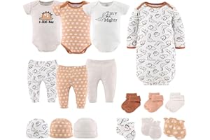 The Peanutshell Baby Layette Gift Set for Baby Boys or Girls - 16 Piece New Born Unisex Gift Set, Clothes & Newborn Essentials Must Haves - Clothes 0-3 Months - Tiny Dino