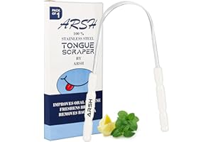 ARSH SPORTS Arsh Tongue Scraper for Adults & Kids stainless steel Tongue Cleaner for Oral Care & Hygiene tongue cleaner for men and women Tongue scrubber for reduce bad breath Tongue Cleaners (WHITE)