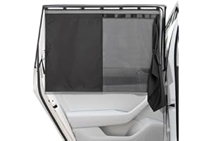 DIZA100 Car Window Shades, [2025 Updated] 2 Pack Car Sun Shade for Baby, Double Layer & Fully Open, Magnetic Back Window Curtain, Sun Shade Covers Privacy Screen