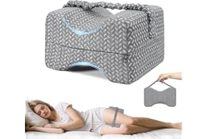 RQUXMT Knee Pillow for Side Sleepers, Memory Foam Knee Pillow, Leg Pillow with Strap for Hip Pain, Back Pain, Sciatica Pain Relief, Alignment Pillows for Side Sleepers, Gray