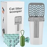 MYPIN Cat Litter Scoop with Holder and Bags 135 Count Bags Large Capacity Grey view 8