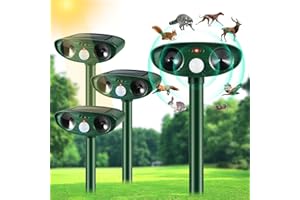 JAHY2TECH 4 Pack Ultrasonic Animal Repeller Cat Repellent Outdoor Deer Repellent Devices Solar Animal Repeller with Motion Sensor Animal Deterrent to Scare Away Raccoon Squirrel Coyote Skunk Repellent for Yard