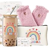 DHQH Grandma Birthday Gifts for Women, Christmas Gifts Set from Granddaughter Grandson, Grandma Thanksgiving Ideas Gift with 16 Oz Glass Cup for Godmother
