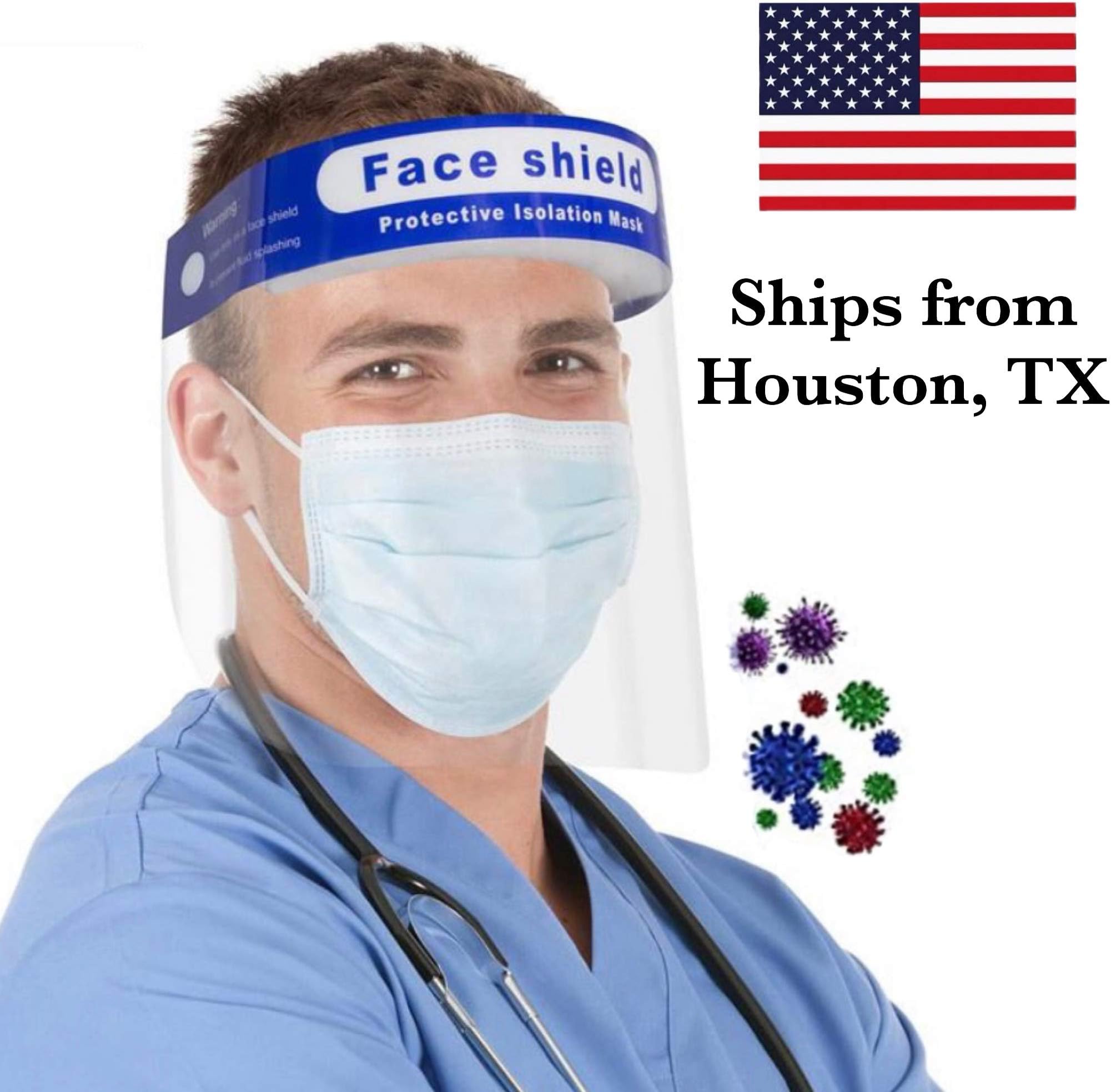 Full Cover Face Shield Anti Pollution (2 pack) - Full Safety Reusable Plastic Anti-Fog Shields -Transparent Face Shield Visor, Anti-Saliva Eye Protection -Instashield Face Shield For Women And Men
