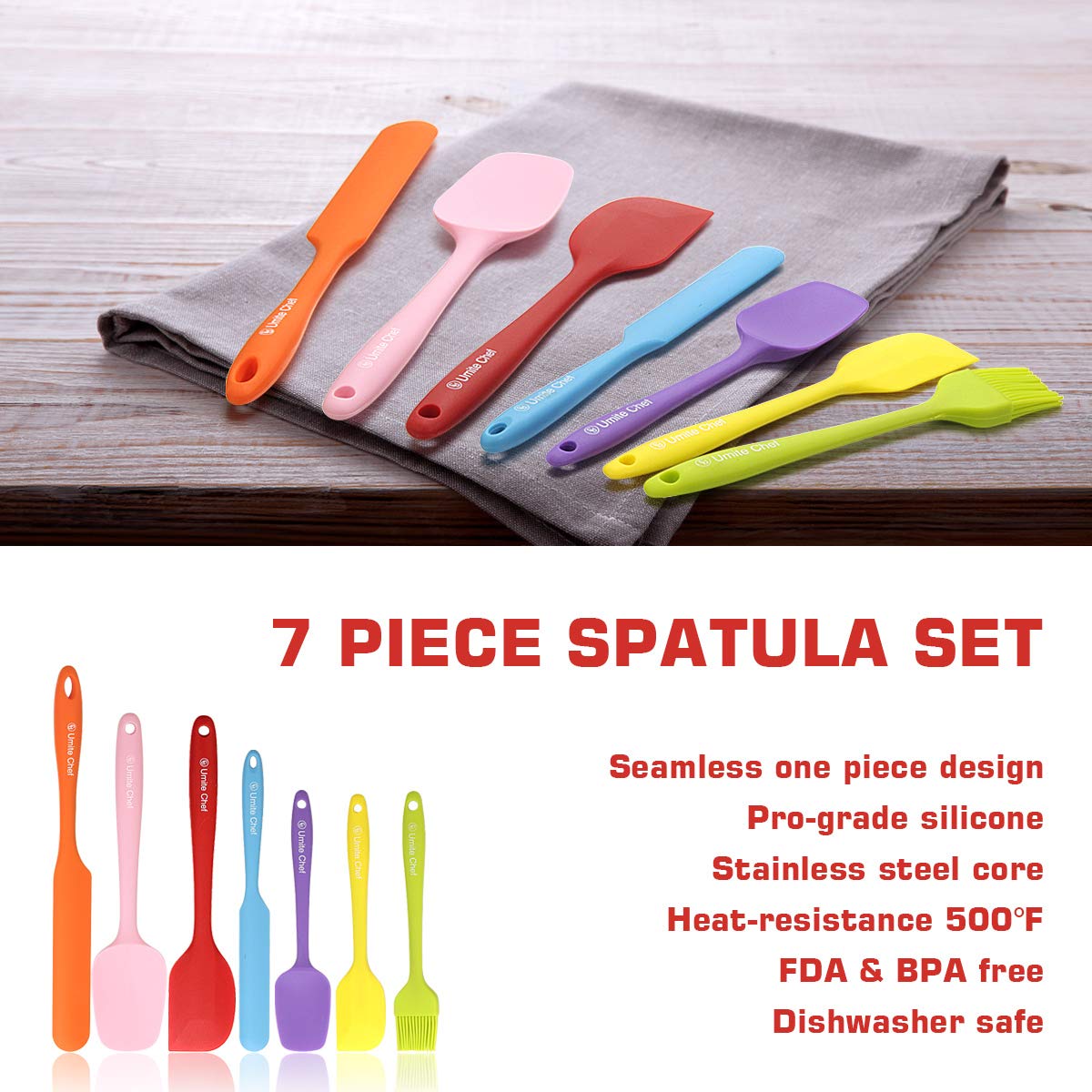 Silicone Spatula Set 7 Spatulas Silicone Heat Resistant Mini Rubber